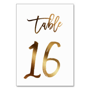 Hochzeitsfeier in Gold-Folie   Tabelle 16 Tischnummer