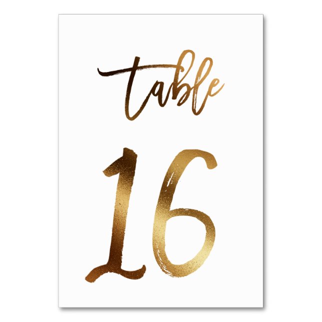 Hochzeitsfeier in Gold-Folie | Tabelle 16 Tischnummer (Vorderseite)