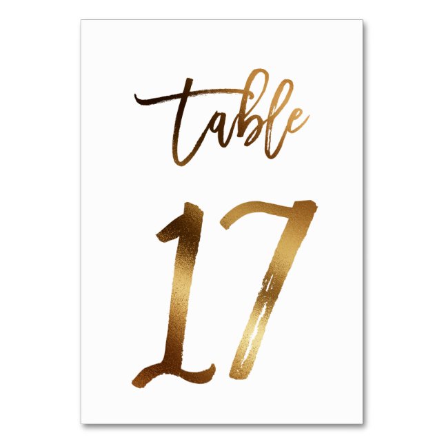 Hochzeitsfeier in Gold-Folie | Tabelle 17 Tischnummer (Vorderseite)