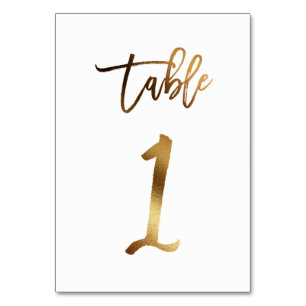 Hochzeitsfeier in Gold-Folie   Tabelle 1 Tischnummer