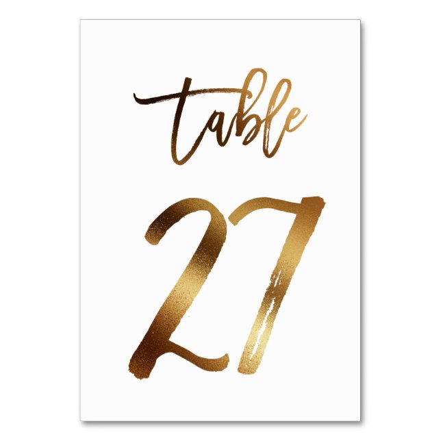 Hochzeitsfeier in Gold-Folie | Tabelle 27 Tischnummer (Vorderseite)