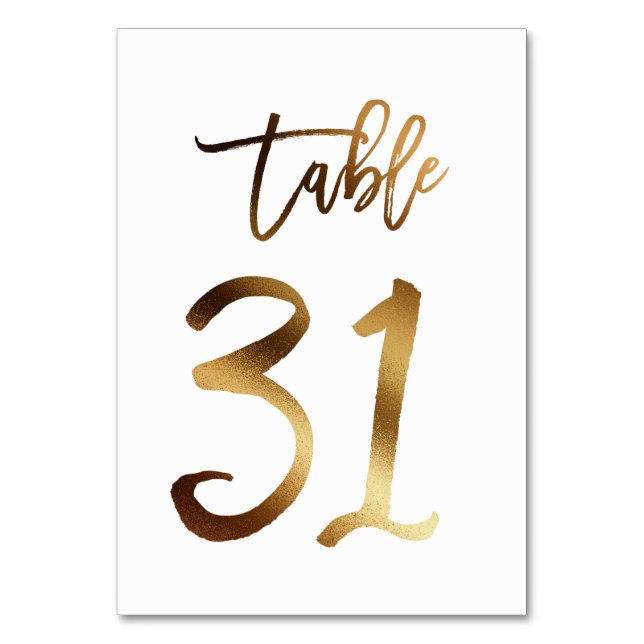 Hochzeitsfeier in Gold-Folie | Tabelle 31 Tischnummer (Vorderseite)