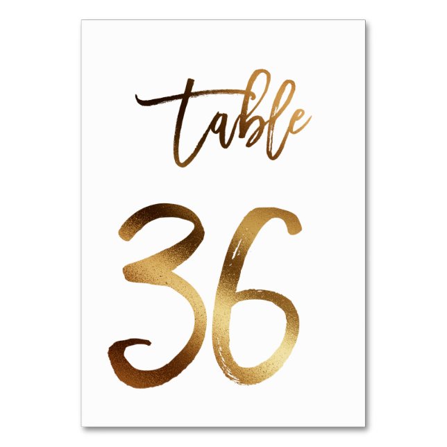 Hochzeitsfeier in Gold-Folie | Tabelle 36 Tischnummer (Vorderseite)
