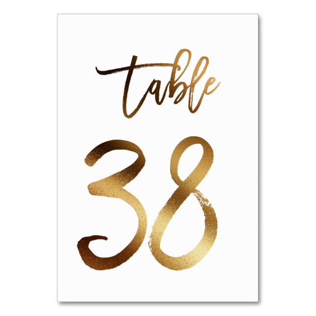 Hochzeitsfeier in Gold-Folie | Tabelle 38 Tischnummer (Vorderseite)