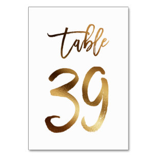 Hochzeitsfeier in Gold-Folie   Tabelle 39 Tischnummer