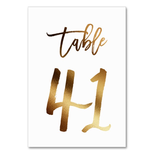 Hochzeitsfeier in Gold-Folie | Tabelle 41 Tischnummer (Vorderseite)