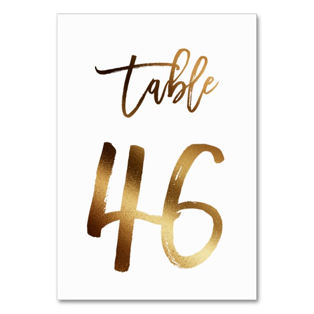 Hochzeitsfeier in Gold-Folie | Tabelle 46 Tischnummer (Vorderseite)