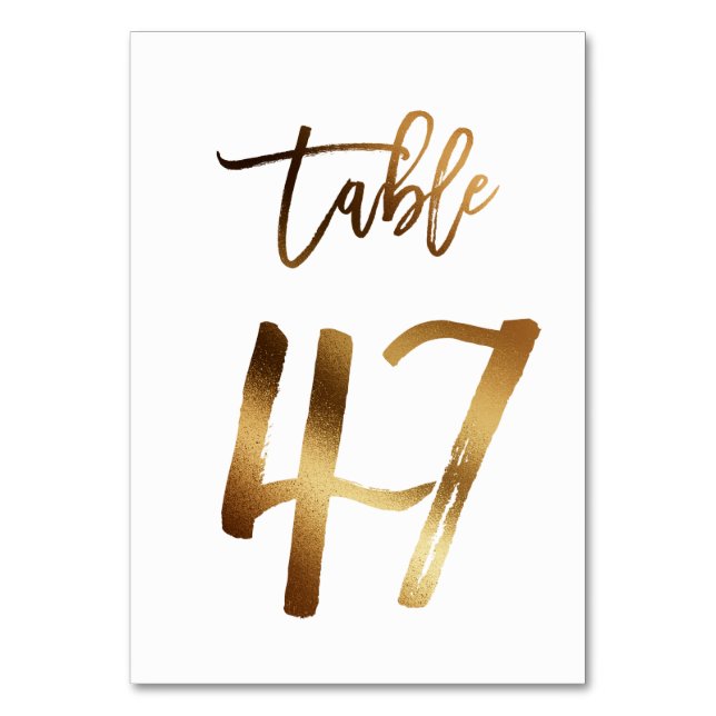 Hochzeitsfeier in Gold-Folie | Tabelle 47 Tischnummer (Vorderseite)