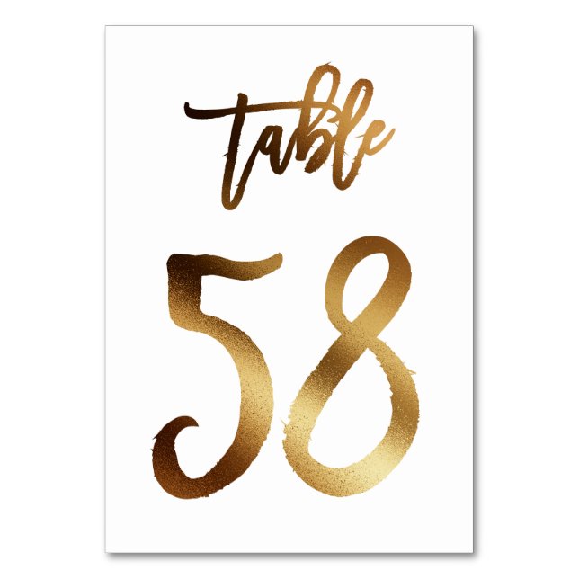 Hochzeitsfeier in Gold-Folie | Tabelle 58 Tischnummer (Vorderseite)