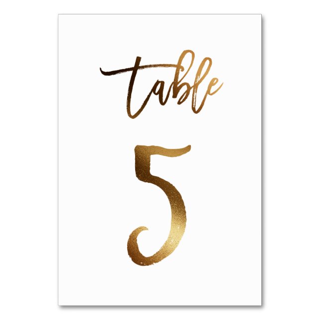 Hochzeitsfeier in Gold-Folie | Tabelle 5 Tischnummer (Vorderseite)