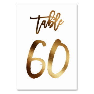 Hochzeitsfeier in Gold-Folie Tabelle 60 Tischnummer