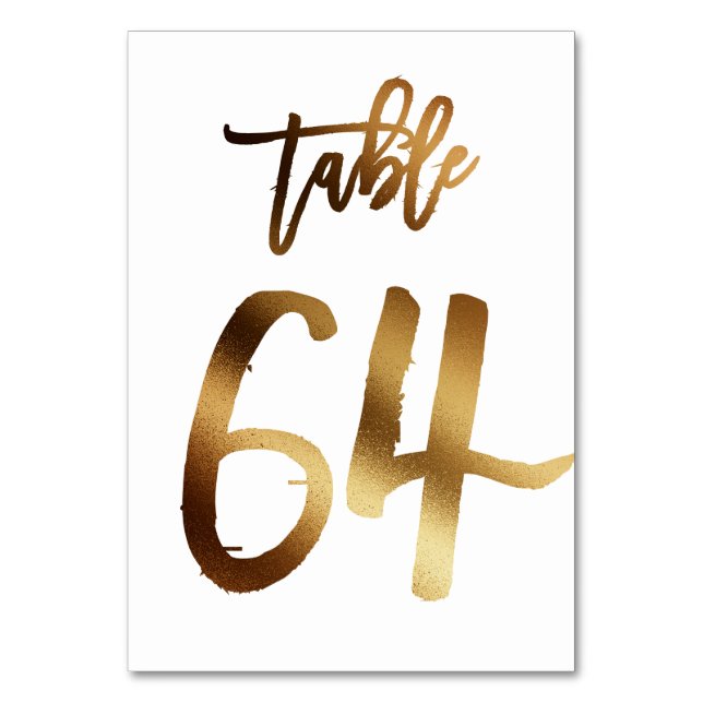 Hochzeitsfeier in Gold-Folie | Tabelle 64 Tischnummer (Vorderseite)