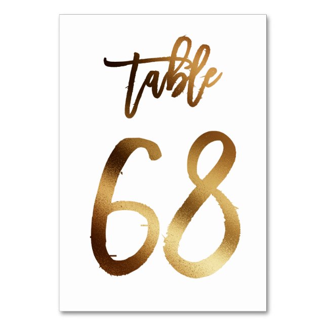 Hochzeitsfeier in Gold-Folie | Tabelle 68 Tischnummer (Vorderseite)