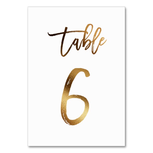 Hochzeitsfeier in Gold-Folie | Tabelle 6 Tischnummer (Vorderseite)