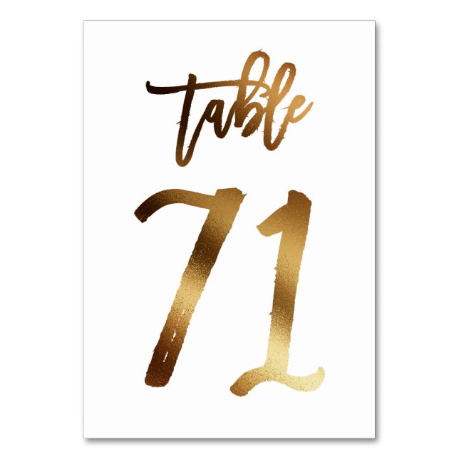 Hochzeitsfeier in Gold-Folie | Tabelle 71 Tischnummer (Vorderseite)