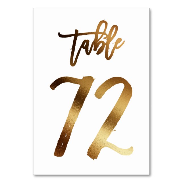 Hochzeitsfeier in Gold-Folie | Tabelle 72 Tischnummer (Vorderseite)