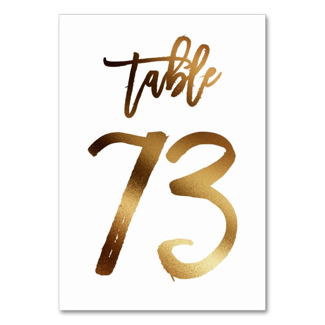 Hochzeitsfeier in Gold-Folie | Tabelle 73 Tischnummer (Vorderseite)