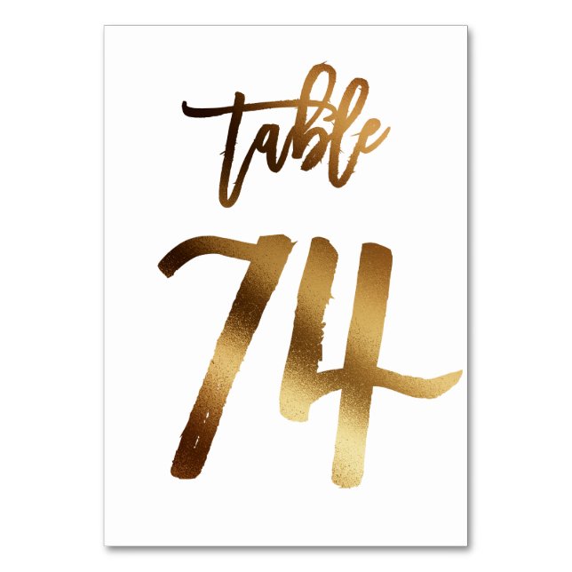 Hochzeitsfeier in Gold-Folie | Tabelle 74 Tischnummer (Vorderseite)