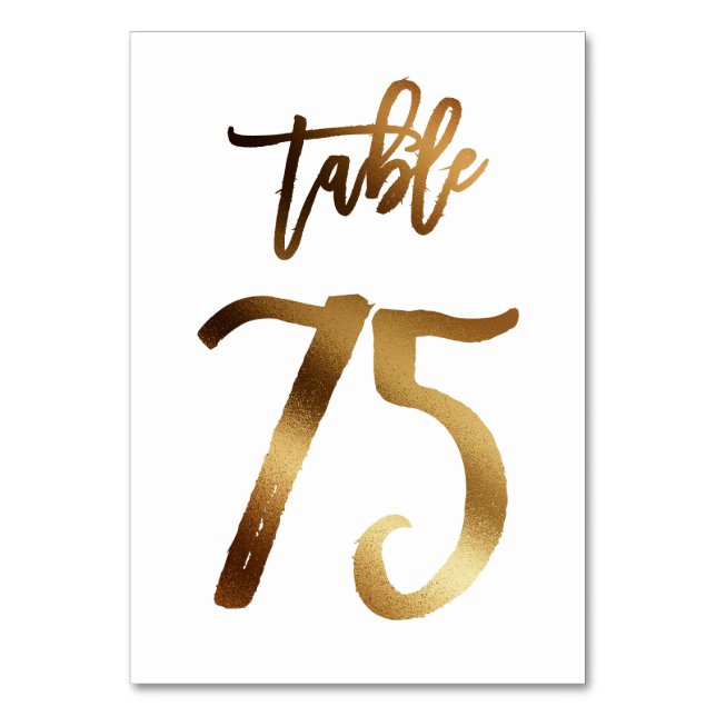 Hochzeitsfeier in Gold-Folie | Tabelle 75 Tischnummer (Vorderseite)