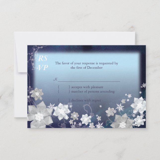Hochzeitsfeier in Navy Blue & White Floral UAWG RSVP Karte (Vorderseite)