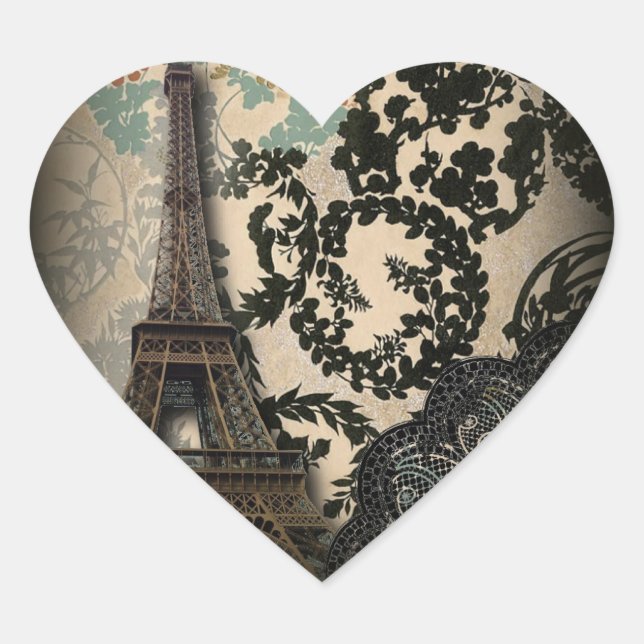 Hochzeitsfeier in Paris Herz-Aufkleber (Vorderseite)
