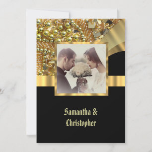 Hochzeitsfeier in Schwarz und Gold - Einladung zum