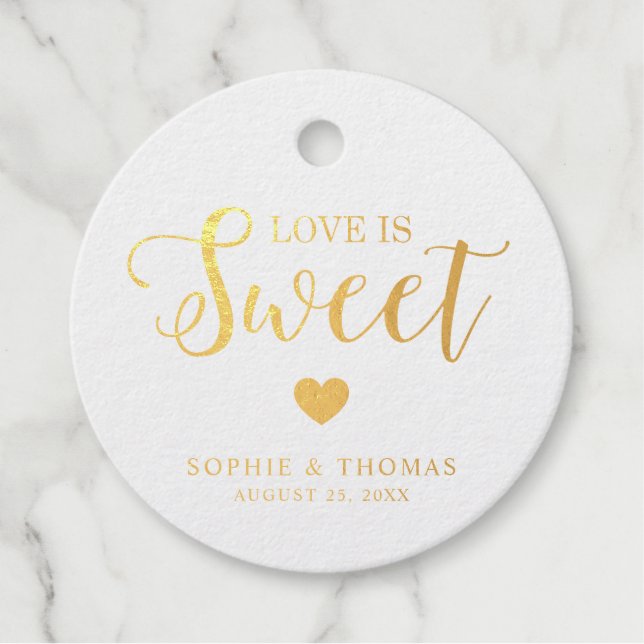Hochzeitsfeier Liebe ist Sweet Foil Round Geschenkanhänger (Vorderseite)