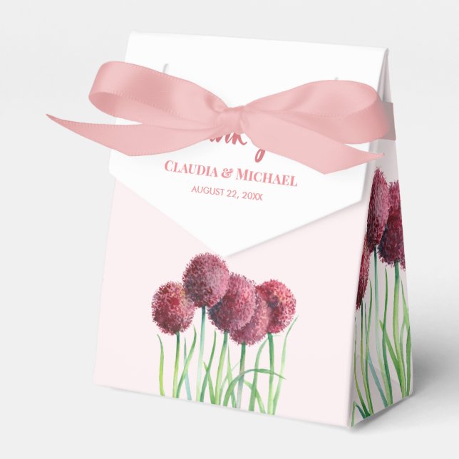 Hochzeitsfeier Lila Rosa Allium Floral Wasserfarbe Geschenkschachtel (Vorderseite)