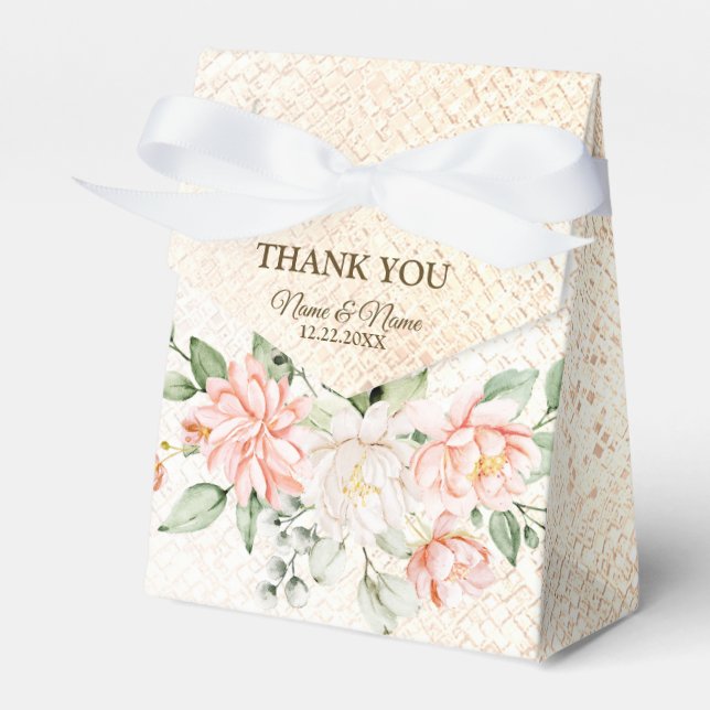 Hochzeitsfeier Lila Rosa Blume Goldene Eleganz Geschenkschachtel (Vorderseite)