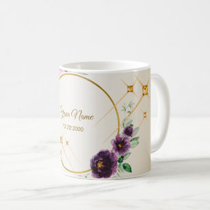 Hochzeitsfeier Lila Rosa Blumen Grün Golden Kaffeetasse