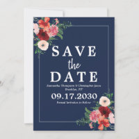 Hochzeitsfeier mit blauem Burgundy Coral Floral Wa