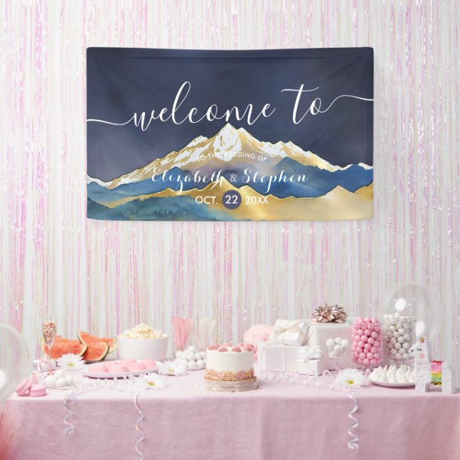Hochzeitsfeier mit blauem Gold Foil Banner (Party)