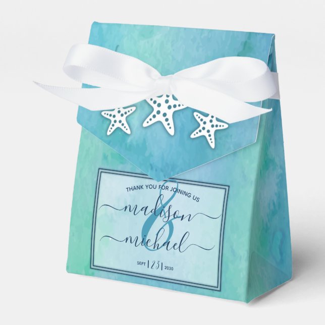 Hochzeitsfeier mit blauem Meerwasser Geschenkschachtel (Vorderseite)