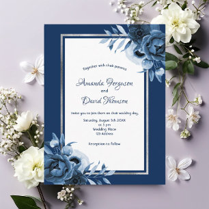 Hochzeitsfeier mit Blauen Silberfloralen Postkarte