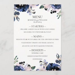 Hochzeitsfeier mit Blauen und blassrosa Elegant Menükarte