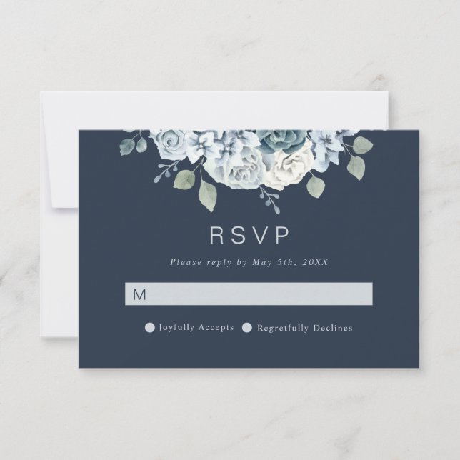 Hochzeitsfeier mit blauen Wasserfarben RSVP Karte (Vorderseite)