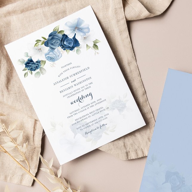 Hochzeitsfeier mit blauer Blüte Einladung (Von Creator hochgeladen)