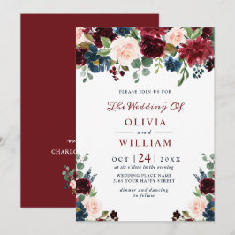 Hochzeitsfeier mit Blauer Blütenfarbe Einladung