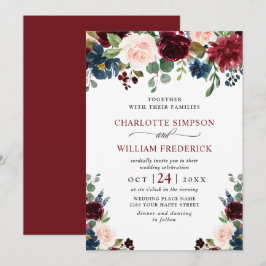 Hochzeitsfeier mit Blauer Blütenfarbe Einladung