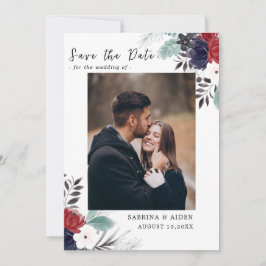 Hochzeitsfeier mit Blauer Burgund Gothic Save The Date