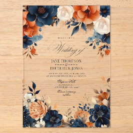 Hochzeitsfeier mit Blauer Navy, Burnt Orange & Cha Acryleinladungen