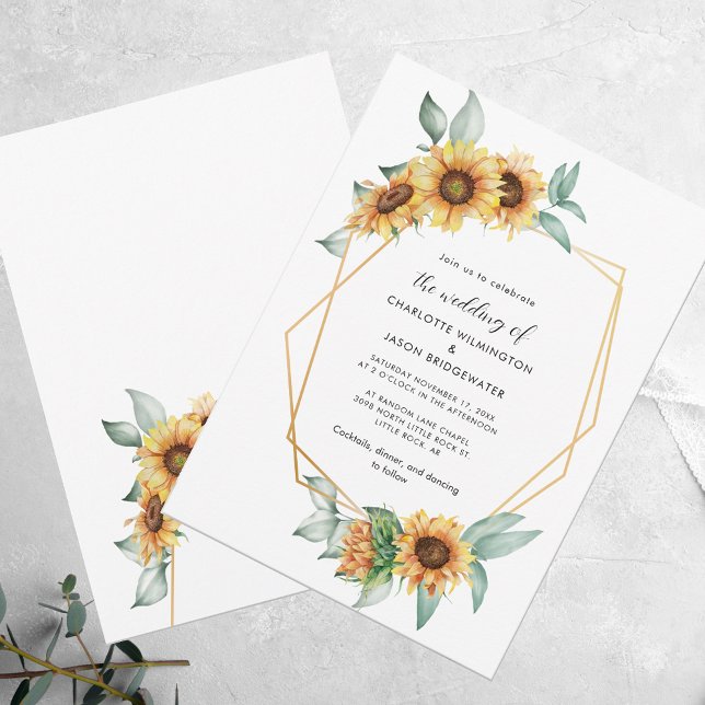 Hochzeitsfeier mit Blumen Einladung (Floral Watercolor Sunflower Greenery Wedding Invitation)