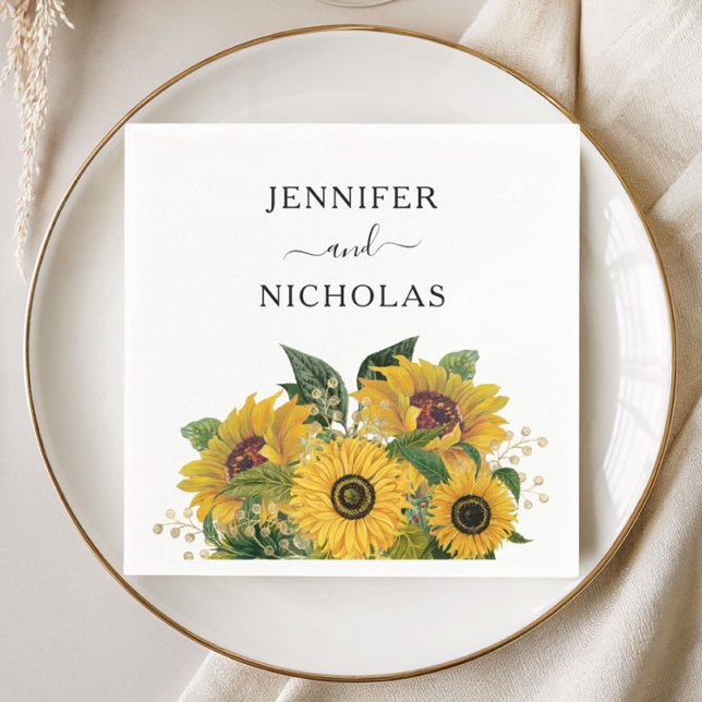 Hochzeitsfeier mit Blumen Serviette (Elegant Floral Sunflower Wedding Napkins)
