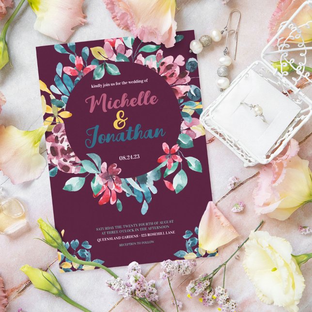 Hochzeitsfeier mit Blumen und Blumen Einladung (Von Creator hochgeladen)