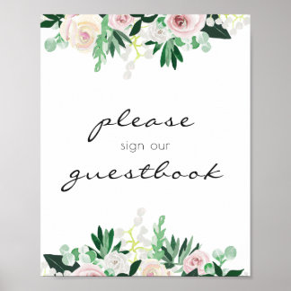 Hochzeitsfeier mit Blumengrün Poster