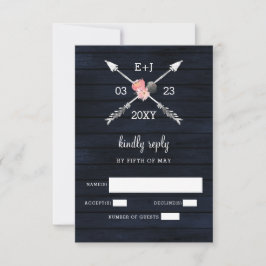Hochzeitsfeier mit Braunholz RSVP Karte