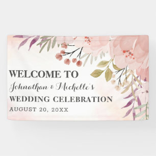 Hochzeitsfeier mit Christlichem Rosa Wasserfarbe Banner