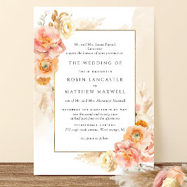 Hochzeitsfeier mit dem Förmlichen Pfirsichblütenbl Einladung