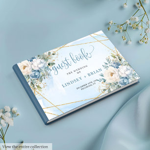 Hochzeitsfeier mit der Blauen Blauen Blütenblume Gästebuch