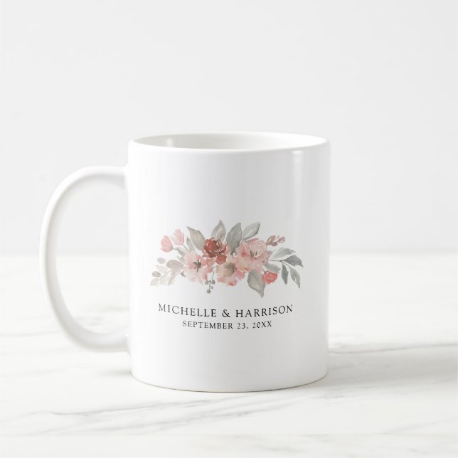 Hochzeitsfeier mit elegantem, rosafarbenem Wasser Kaffeetasse (Links)